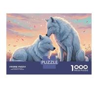 Adults Puzzles 1000 Piece Jigsaws Two White Wolves in Pastel Landscape Jigsaws for Adults Family Games But Fun And Humorous Birthday And Unique Gifts 38x26cm/1000pcs