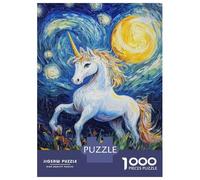 Adults Puzzles 1000 Piece Jigsaws Unicorn Moonlit Meadow Puzzle for Adults Toy Wall Decor Presents for Women Unique Gifts for Birthday And Christmas 52x38cm/1000pcs