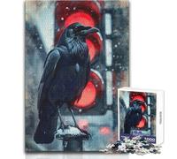 Adults Puzzles 1000 Piece Jigsaws Urban Omen︰ The Raven at Red But Fun And Humorous Educational Game Gift Birthday (size 38x52cm)