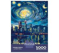Adults Puzzles 1000 Piece Jigsaws Vancouver Canada Night Skyline Art Puzzle for Adults Relaxing Games Enhance Memory Unique Gifts for Birthday And Christmas 70x50cm/1000pcs