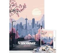 Adults Puzzles 1000 Piece Jigsaws Vancouver Skyline Poster Jigsaw for Teenagers Family Activities Parent-child Interaction Deal As Gifts for The Whole Family (38x52cm)