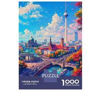 Adults Puzzles 1000 Piece Jigsaws Vibrant Berlin Cityscape with Fernsehturm Jigsaw for Adults Brain Teaser Game But Fun And Humorous Difficult And Challenge 52x38cm/1000pcs