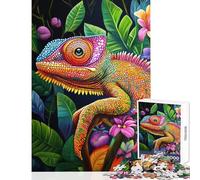 Adults Puzzles 1000 Piece Jigsaws Vibrant Chameleon Art Puzzle for Adults Handson Game Difficult Challenge Difficult And Challenge (Size 50x75cm)