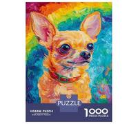 Adults Puzzles 1000 Piece Jigsaws Vibrant Chihuahua Art -7 Puzzle for Adults Relaxing Games Enhance Memory Unique Gifts for Birthday And Christmas 52x38cm/1000pcs