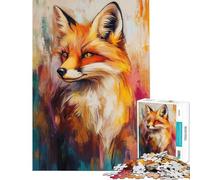 Adults Puzzles 1000 Piece Jigsaws Vibrant Fox Portrait Jigsaws for Adults Puzzle Hand Speed Race Every Piece Is Unique Learning Educational Toys (Size 38x26cm)