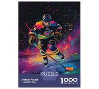 Adults Puzzles 1000 Piece Jigsaws Vibrant Ice Hockey Art Puzzle for Adults Relaxing Games Enhance Memory Unique Gifts for Birthday And Christmas 52x38cm/1000pcs