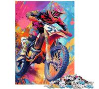 Adults Puzzles 1000 Piece Jigsaws Vibrant Motocross Rider in Action Impossible Game Presents for Women Home Decoration Toys Birthday And Unique Gifts Size 38x52cm