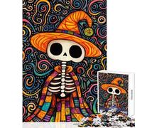 Adults Puzzles 1000 Piece Jigsaws Vibrant Skeleton Art Practical Game Staycation Kill Time Anti-Stress Toys Artists' Collection, Fine Arts (38X52cm)