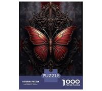 Adults Puzzles 1000 Piece Jigsaws Vintage Red Butterfly Puzzle for Adults Toy Wall Decor Presents for Women Unique Gifts for Birthday And Christmas 52x38cm/1000pcs