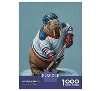 Adults Puzzles 1000 Piece Jigsaws Walrus Hockey Player Puzzle for Adults Toy Wall Decor Presents for Women Unique Gifts for Birthday And Christmas 38x26cm/1000pcs