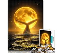 Adults Puzzles 1000 Piece Jigsaws Water Splashing Around Celestial Whale Moonlit Ocean Night Brainteaser Family Games But Fun And Humorous Birthday Gift (size 38x26cm)