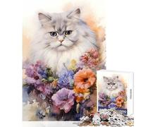 Adults Puzzles 1000 Piece Jigsaws Watercolor Persian Cat Jigsaws for Adults Puzzle Pattern Assembly Challenging To Complete Beautiful Design Game (50x75cm)