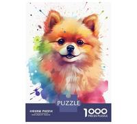 Adults Puzzles 1000 Piece Jigsaws Watercolor Pomeranian Dog Puzzle for Adults Toy Wall Decor Presents for Women Unique Gifts for Birthday And Christmas 70x50cm/1000pcs
