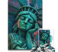 Adults Puzzles 1000 Piece Jigsaws Weeping Statue of Liberty Home Decoration Gift Birthday for Ages 14 And over (size 38x52cm)