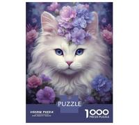 Adults Puzzles 1000 Piece Jigsaws Whimsical White Cat Puzzle for Adults Toy Wall Decor Presents for Women Unique Gifts for Birthday And Christmas 52x38cm/1000pcs