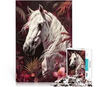 Adults Puzzles 1000 Piece Jigsaws White Arabian Horse Stressabbau-Spielzeug Einzigartige Geburtstags- und Geschenkideen75x50cm