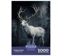 Adults Puzzles 1000 Piece Jigsaws White Stag in Ruins Puzzle for Adults Toy Wall Decor Presents for Women Unique Gifts for Birthday And Christmas 38x26cm/1000pcs