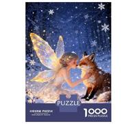 Adults Puzzles 1000 Piece Jigsaws Winter Fairy with Fox in Snowy Forest Puzzle for Adults Relaxing Games Enhance Memory Unique Gifts for Birthday And Christmas 38x26cm/1000pcs