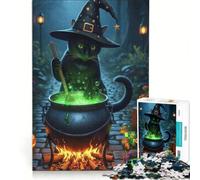 Adults Puzzles 1000 Piece Jigsaws Witch Cat Brewing Potion Fun Games Family Activities Unique Birthday And Xmas Gifts 38x52cm