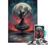 Adults Puzzles 1000 Piece Jigsaws Witch Skeleton Dancing Under Full Moon Jigsaw Puzzle 1000 Anti-Stress Toys But Fun And Humorous Gifts for Friends And Family (38x52cm)