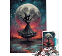 Adults Puzzles 1000 Piece Jigsaws Witch Skeleton Dancing Under Full Moon Jigsaw Puzzle 1000 Anti-Stress Toys But Fun And Humorous Gifts for Friends And Family (50x75cm)