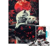 Adults Puzzles 1000 Piece Jigsaws Wolf Blood Moon Puzzles for Adults Anti-Stress Toys Improve Memory for Is Ideal As A Gifts (Size 38x26cm)