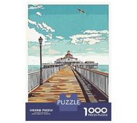 Adults Puzzles 1000 Piece Jigsaws Worthing Pier Illustration Jigsaw for Adults Brain Teaser Game But Fun And Humorous Difficult And Challenge 52x38cm/1000pcs