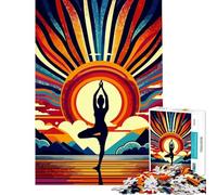 Adults Puzzles 1000 Piece Jigsaws Yoga Sunset Pop Art Hands-on Game Toy Intellectual Game Gifts for Women Men Stress Reliever (Size 50x75cm)