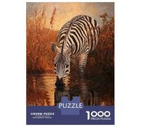 Adults Puzzles 1000 Piece Jigsaws Zebra Drinking at Sunset Jigsaw Puzzle Anti-Stress Toys A Work of Art Unique Gifts for Birthday And Christmas 70x50cm/1000pcs