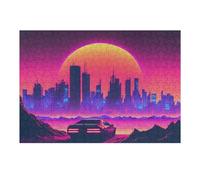 Adults Puzzles 1000pcs(38x26cm) Jigsaws Chasing The 80s Sunset Jigsaw Puzzle Relaxing Games Difficult Challenge Parent-child Interaction 1000pcs(38x26cm)
