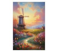 Adults Puzzles 1000pcs(75x50cm) Jigsaws Dutch Windmill Garden Scene Adult Jigsaw Puzzle Brain Teaser Game For Family Fun Difficult And Challenge 1000pcs(75x50cm)