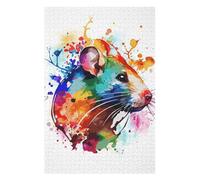 Adults Puzzles 1000pcs(75x50cm) Jigsaws Watercolor Rat Painting Jigsaw Puzzle Relaxing Games Difficult Challenge Parent-child Interaction 1000pcs(75x50cm)