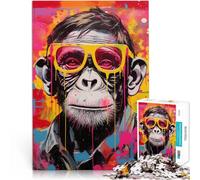 Adults Puzzles 2000 Piece Jigsaws Chimpanzee Glasses Herausforderndes Spiel eignet sich ideal als Geschenk für die ganze Familie70x100cm