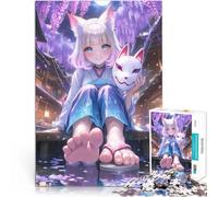 Adults Puzzles 2000 Piece Jigsaws Fox Girl Moonlit Garden Stressabbau-Spielzeug mit passendem Poster und Quizblatt70x100cm