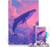Adults Puzzles 2000 Piece Jigsaws Whale Flying on Sky Retro Lustige Spiele Jedes Stück ist einzigartig Anspruchsvolles Familienspiel70x100cm