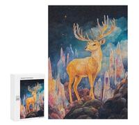 Adults Puzzles 300 PCS Jigsaws A Golden Deer Stands on Puzzle for Adults Brain Teaser Game Analysis And Logic Parent-child Interaction 300 PCS