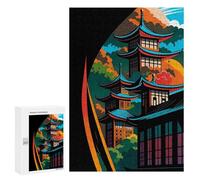 Adults Puzzles 300 PCS Jigsaws Abstract Fantasy #14 - Japanese Pagoda Landscape Art Jigsaw for Adults Toy Wall Decor Perfect Decoration Parent-child Interaction 300 PCS