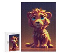 Adults Puzzles 300 PCS Jigsaws Adorable Lion Cub Artwork Puzzle for Adults Brain Teaser Game Analysis And Logic Parent-child Interaction 300 PCS