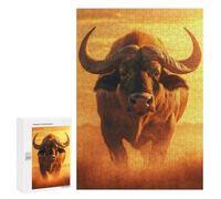 Adults Puzzles 300 PCS Jigsaws African Buffalo Sunset Portrait Teenagers Puzzles Hands-on Game Hand Speed Race Parent-child Interaction 300 PCS