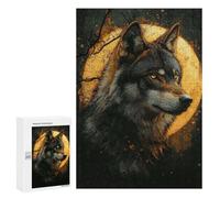 Adults Puzzles 300 PCS Jigsaws Alpha Wolf Under Full Moon Adult Jigsaw Puzzle Family Games Stress Reliever Parent-child Interaction 300 PCS