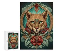 Adults Puzzles 300 PCS Jigsaws Artistic Cougar Portrait Jigsaw for Adults Toy Wall Decor Perfect Decoration Parent-child Interaction 300 PCS