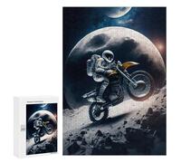 Adults Puzzles 300 PCS Jigsaws Astronaut Motorcycle Moon -2 Jigsaw for Adults Toy Wall Decor Perfect Decoration Parent-child Interaction 300 PCS