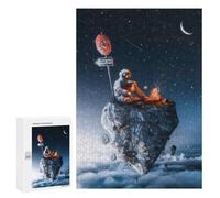 Adults Puzzles 300 PCS Jigsaws Astronaut Roasting Marshmallows on A Floating Rock Jigsaw for Adults Anti-Stress Toys But Fun And Humorous Parent-child Interaction 300 PCS