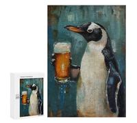 Adults Puzzles 300 PCS Jigsaws Beer Drinking Penguin Jigsaw Puzzle Brain Teaser Game A Work of Art Birthday And Unique Gifts 300 PCS