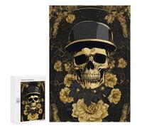 Adults Puzzles 300 PCS Jigsaws Black Gold Skull Army Art Jigsaw for Adults Toy Wall Decor Perfect Decoration Parent-child Interaction 300 PCS