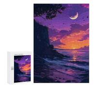 Adults Puzzles 300 PCS Jigsaws California Beach Pixel Art Teenagers Puzzles Hands-on Game Hand Speed Race Parent-child Interaction 300 PCS
