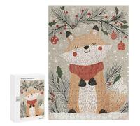 Adults Puzzles 300 PCS Jigsaws Christmas Fox Illustration Jigsaw for Adults Anti-Stress Toys But Fun And Humorous Parent-child Interaction 300 PCS