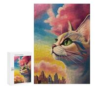 Adults Puzzles 300 PCS Jigsaws Close Up Cat Jigsaw Puzzle Brain Teaser Game A Work of Art Birthday And Unique Gifts 300 PCS