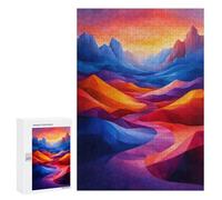 Adults Puzzles 300 PCS Jigsaws Colorful Abstract Mountain Landscape Painting Jigsaw for Adults Toy Wall Decor Perfect Decoration Parent-child Interaction 300 PCS