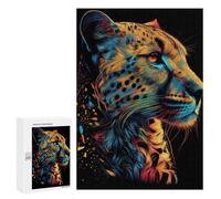 Adults Puzzles 300 PCS Jigsaws Colorful Cheetah Portrait -1 Jigsaw for Adults Toy Wall Decor Perfect Decoration Parent-child Interaction 300 PCS